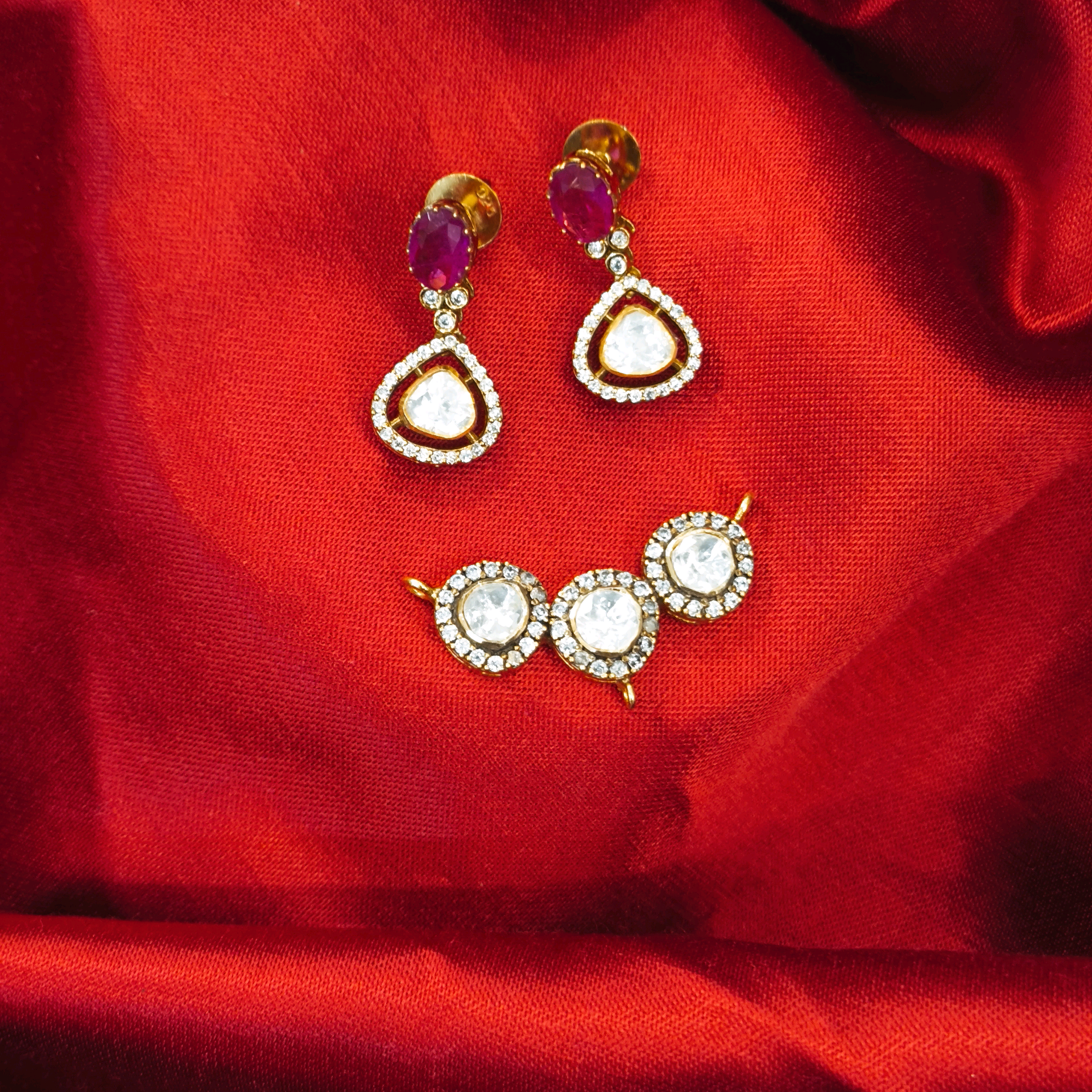 Pink Moissanite Pendant Set 